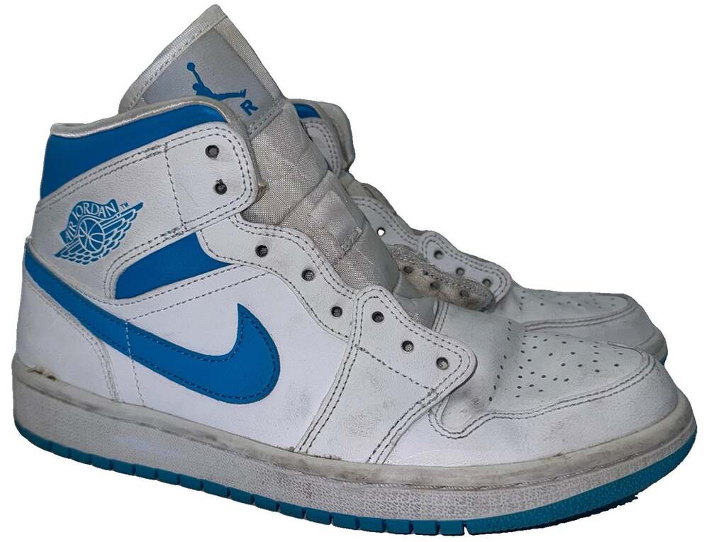Air Jordan 1 Mid UNC White Blue Women’s 8.5 BQ6472-114 No Laces